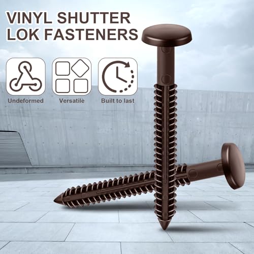 Image of Blulu 60 Pcs 3 Inch Vinyl Shutter Fastener Window Panel Peg Lok Pin Pegs Screws Shutter Spikes Anchor (Federal Brown)