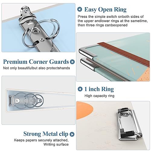 Image of 3 Ring Binder, 1 Inches Round Ring Binder with Clipboard, Dividers Tabs, PVC Zipper Bag Sleeves & to Do List Planners for Women, Men, School, Office Supplies, Mountain