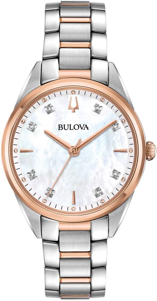 Bulova Womens Analogue Quartz Watch with Stainless Steel Strap 98P183