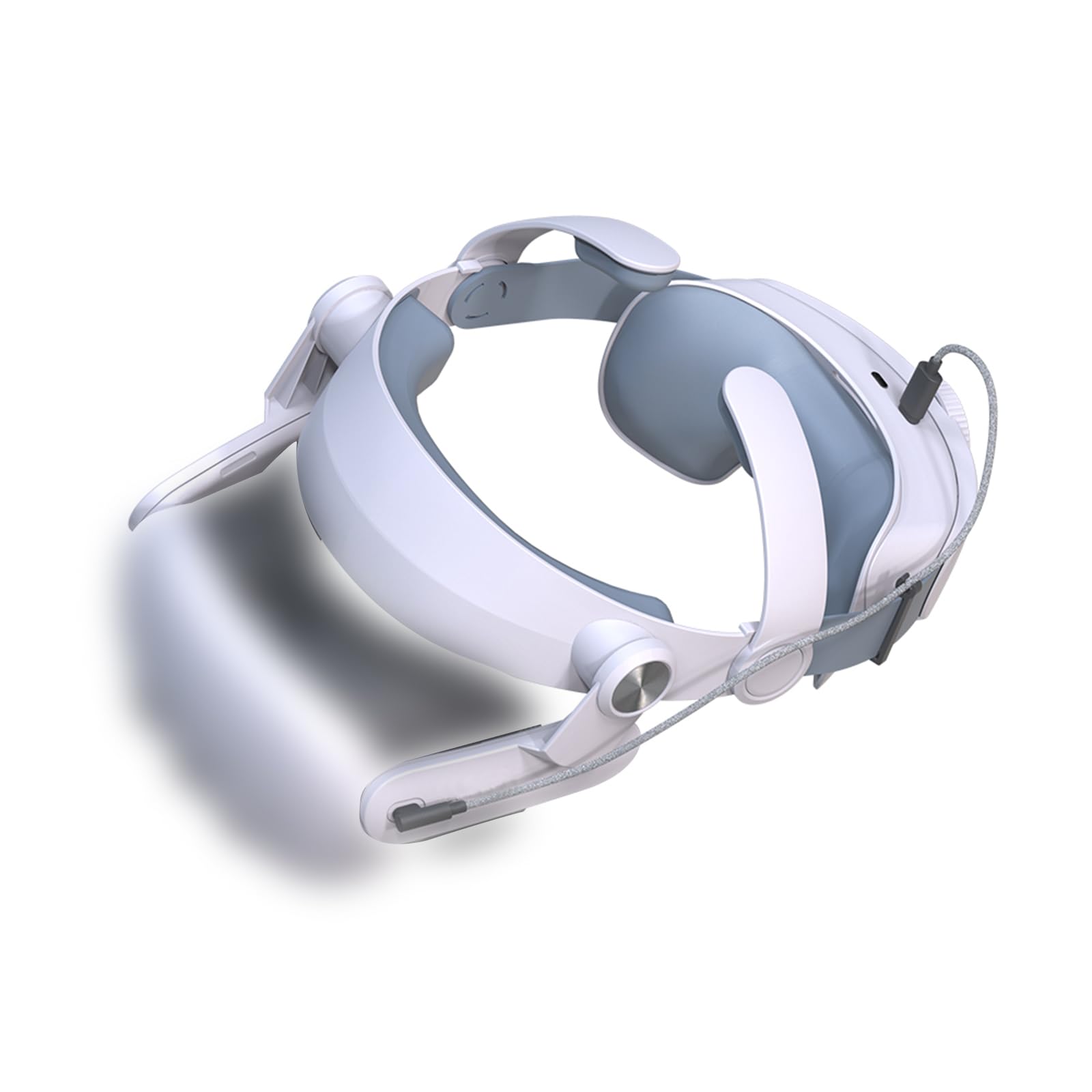 Jemora Sangle de tête Compatible avec Le Casque Meta VR 5000 mAh Rechargeable, Sangle de tête réglable enveloppante à 360°, soulagement de la Pression à 180°, Accessoires VR pour Un Port confor