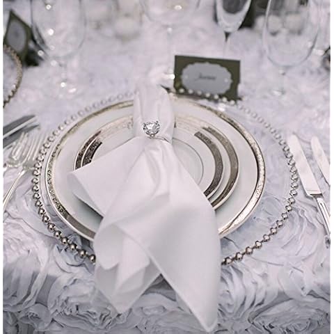Decor Essentials Glass Charger Plates Beaded Silver Xmas Events Weddings 33cm Diameter Cover
