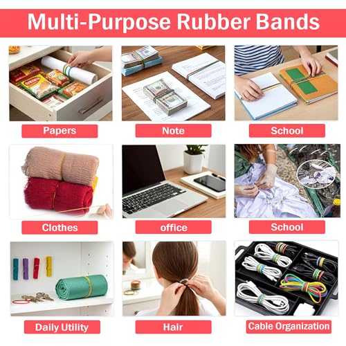 Image of GLUN Multicolour Rubber Bands 50g Pack, 2 Inch Elastic Bands for Packing, Bundling, Kitchen Storage, Home & Office Organising