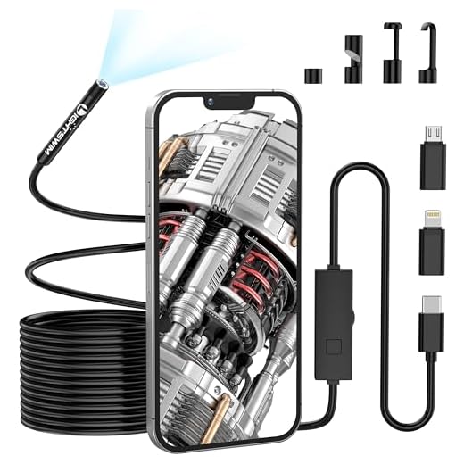 Cámara de inspección de endoscopio de 5,5 mm 1920P, boroscopio Lightswim Tipo C, cámara de Alcance con 8 Luces LED para teléfonos Inteligentes Android e iOS, iPhone, iPad, Samsung (16,5 pies/5 m)