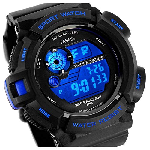 Fanmis Mens Military Multifunction Digital LED Watch Electronic Waterproof Alarm Quartz Sports Watch