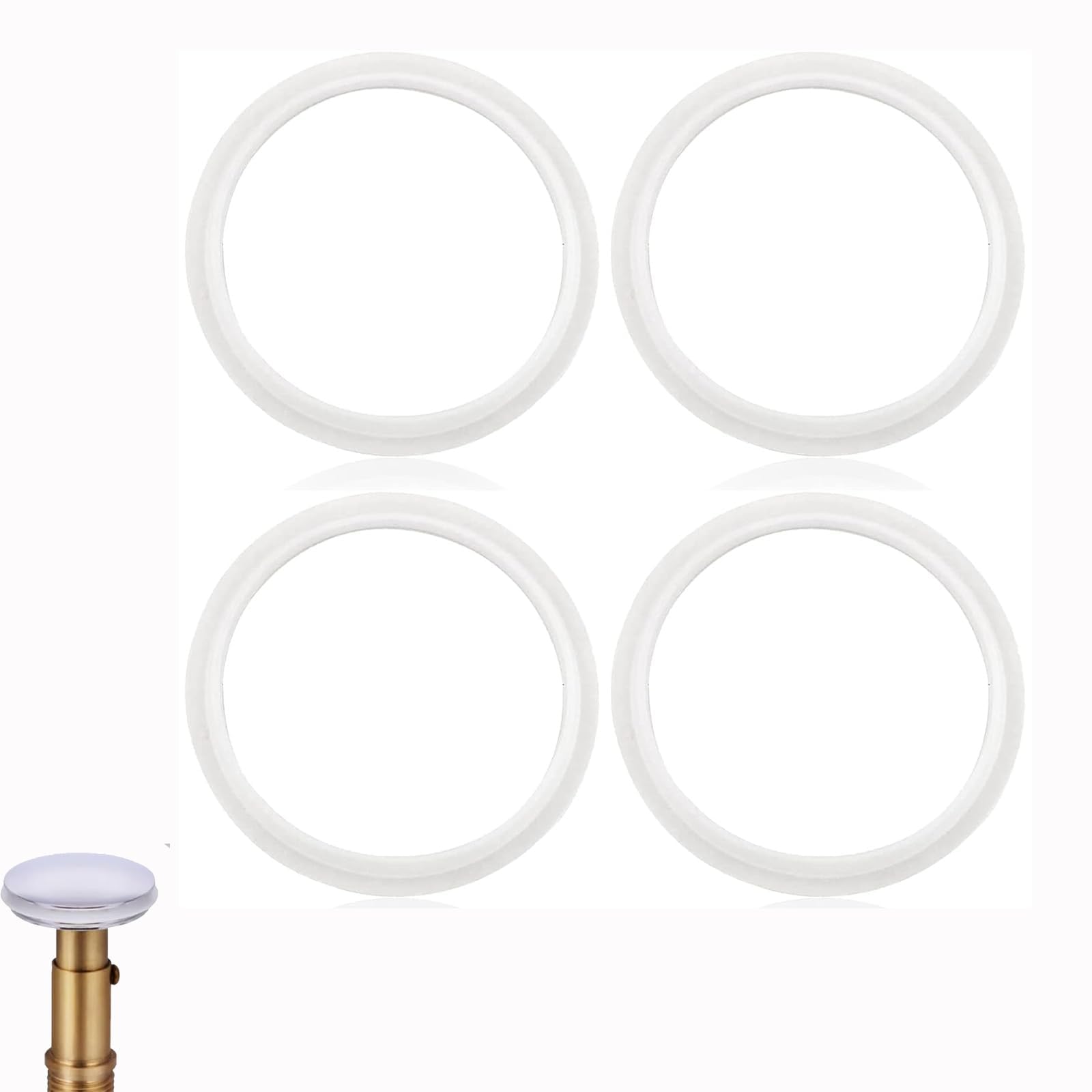 4 Pcs Bathroom Sink Drain Plug Stopper Rubber Seal Rings, O-Ring Seal Gasket for Bathroom Basin Plug Replacement, 38mm Pop Up Basin Waste Seal