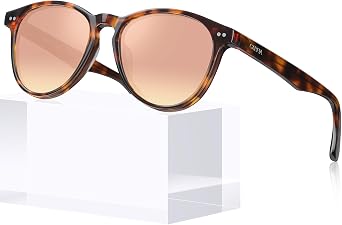 CARFIA Womens Sunglasses Polarized UV 400, Anti-Glare, Classic Round Frame