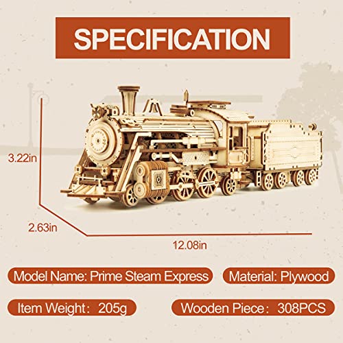 Rowood Model Cars To Build For Adults, 3D Wooden Puzzle For Teens, Scale Mechanical Model Train Building Kits - Prime Steam Express #TOP4
