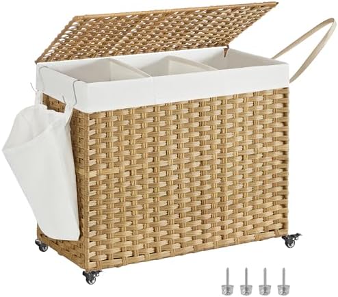 SONGMICS Laundry Hamper with Lid, 42.3 Gallons (160 L), Rolling L...
