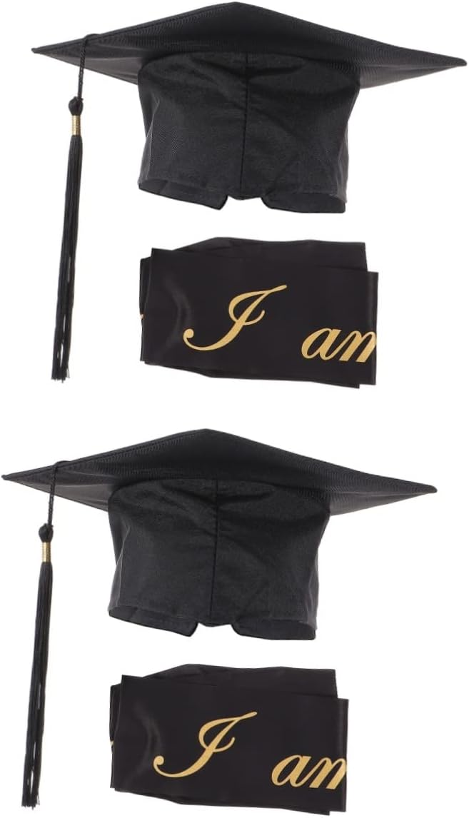 4 Pcs Ceremonial Belt Satin Set Hat Set La Black Hat