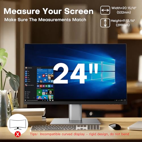 Image of OMOTON Computer Privacy Screen for 24 Inch 16:9 Aspect Ratio Computer Monitor, Magnetic Privacy Eye Protection Anti Blue Light Glare Shield Filter, Removable Anti-Scratch Protector Film