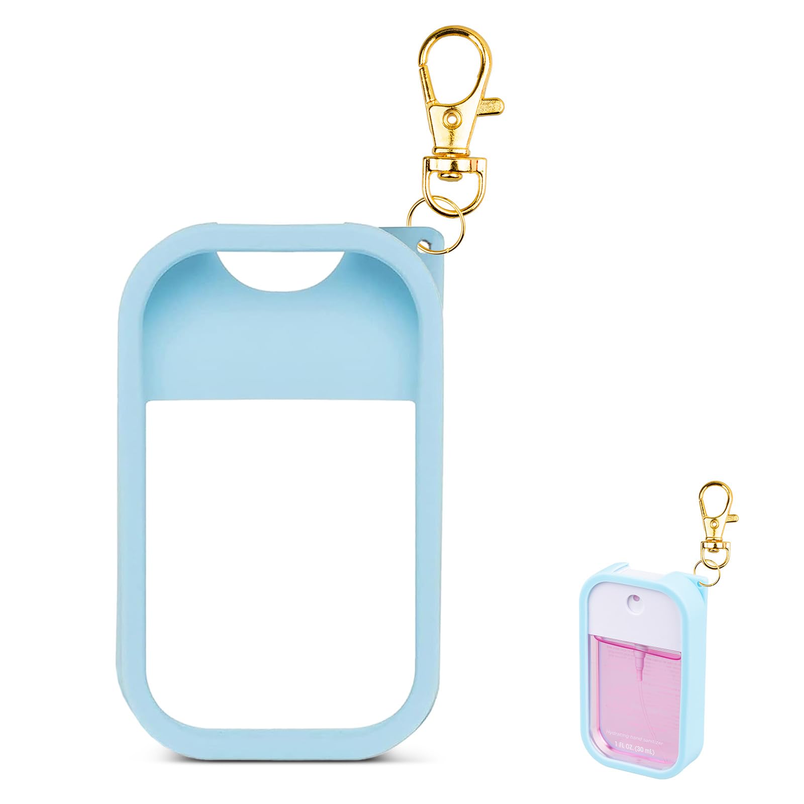 Silicone Case Compatible with Touchland Hand Sanitizer Spray, Protective Case with Keychain for Spray 1 fl oz
