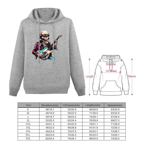 Skeleton Rock And Roll Unisex Casual Hoodies Long Sleeve Lightweight Pullover Tops Loose Sweatshirt with Pocket2