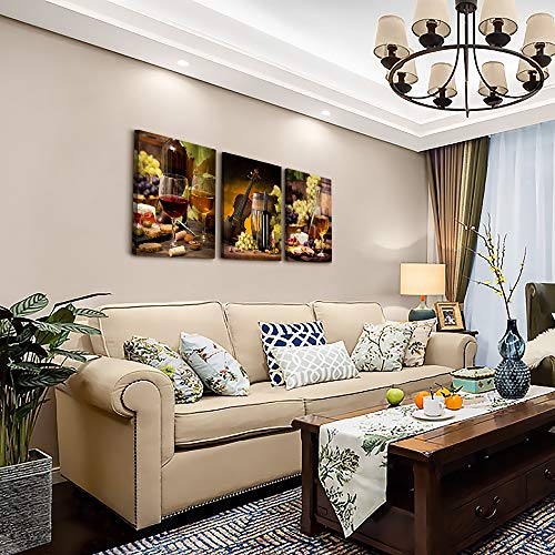 Dining Room Canvas Wall Art For Kitchen Living Room Bathroom Wall Decor For Bedroom Artwork Canvas Prints Wine Glass Painting 16" X 24" 3 Pieces Modern Framed Hotel Bar Restaurant Home Decoration #TOP1