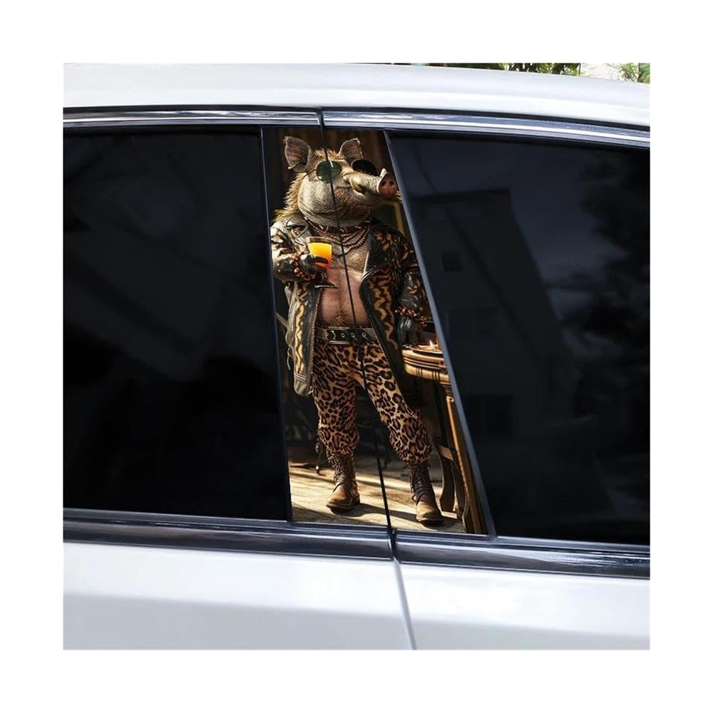 Decorative Items 2pcs Animal Car B-Pillar Decals Waterproof Funny Car Door Pillar Decoration Sticker(B)