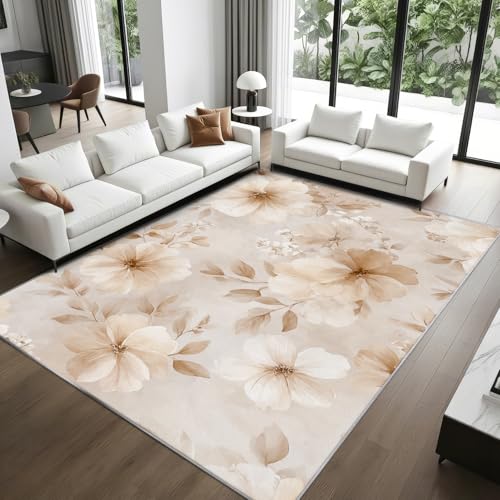 Tapete floral para dormitorio 5x7 ft, lavable y antideslizante miniatura 2