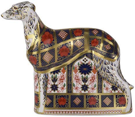 Royal Crown Derby 1st Quality Imari Solid Gold Band Lurcher Paperweight