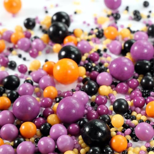 Streuselheld Schokomix Halloween 40g – Essbare Schokokugeln in Orange, Schwarz, Lila, Gelb, Gold – Perfekte Zuckerdeko für Muffins, Cupcakes, Kuchen & Kekse – Halloween Streusel Dekoration