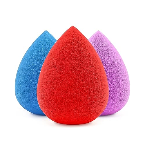 SUAKE Beauty Blender Sponge for Face Makeup – Soft, Latex-Free Makeup Sponge Puff for All Skin Types – Reusable Sponge for Foundation, Concealer & Cream (Pack of 3, Single Color)