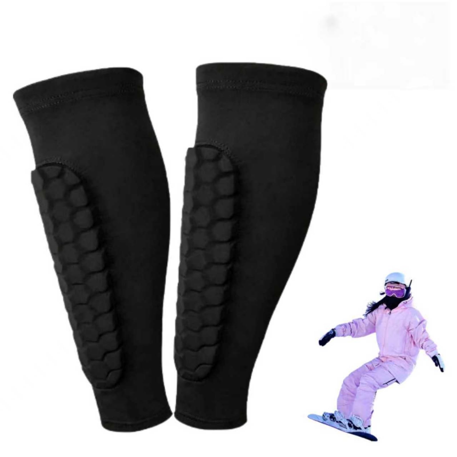 Ski Shin Guards Gel, Ski Guard Socks, Sock Shin Pads Shin Protectors for Skiing, Breathable Elastic Gel Guard, Legs Protection, Safety Gear for Adults Sports