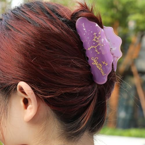 Sagittarius Constellation Acetate Hair Claw, Purple with Gold Accents Personalized Acetate Hair Clip for Women Gift 1 Piece
