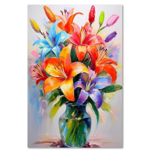 Lienzo de lirios para sala de estar, cuadro moderno de 50x70 cm ideal para salones vivos