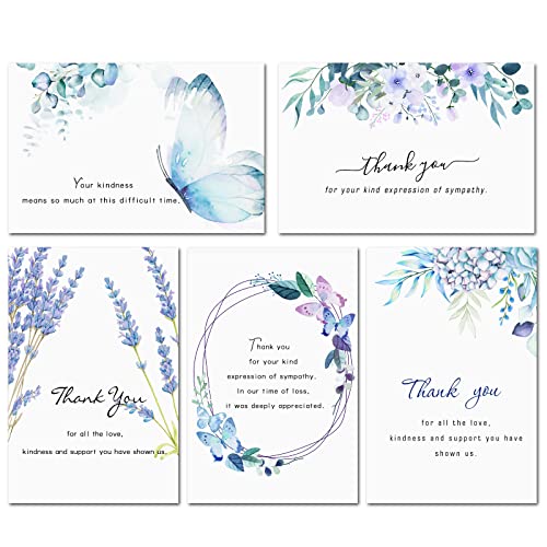 Hunanyume 50 Pack Funeral Thank You Cards with...