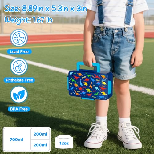 Image of Bento Lunch Box for Kids-3 Compartment Leak Proof Insulated Lunch Container