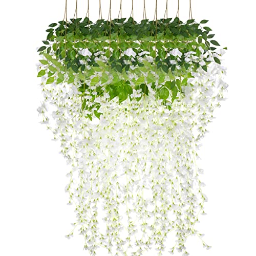 12pcs Fleurs Artificielles Wisteria Artificielle Faux Fleur Cover