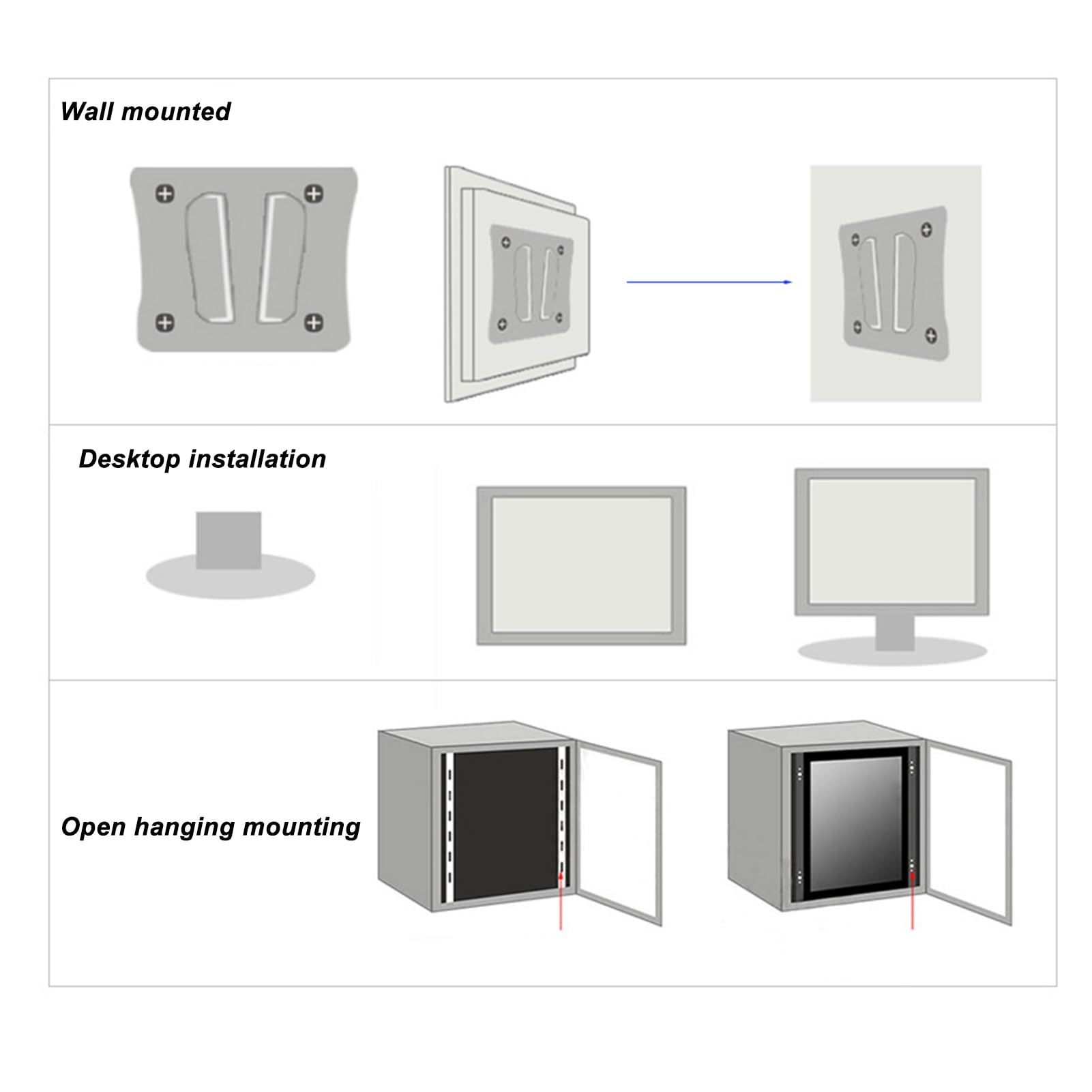 15,6-calowy 10-punktowy Wyświetlacz Dotykowy z otwartą ramą, Przemysłowy Monitor z Ekranem Dotykowym PCAP, Port VGA+HDMI+USB – 16:9 – IP65 Wodoodporny 1920 X 1080, Przemysłowy