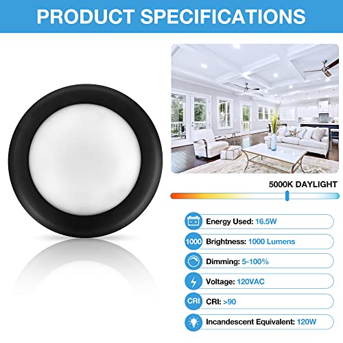 Ecoeler 6In Led Low Profile Surface Mount Disk Light, 16.5W, 5000K Daylight, 1000Lm, Energy Star & Etl-Listed Approved Led Disc Ceiling Light For Home Improved, 4Pack #TOP1
