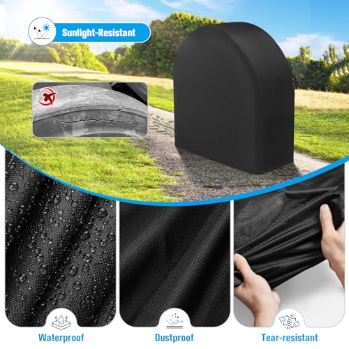 Image of 4-Pack Tire Covers for Cars, Upgraded Fixing System, Wheel Protectors for Truck, SUV, Jeep, Camper, Trailer, RV, Fits Tire Diameters 26-28.75 Inches
