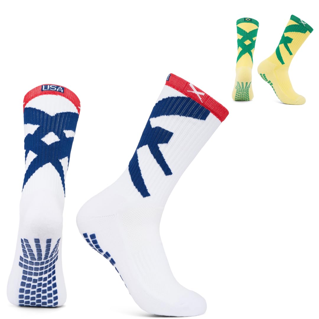 LUX Sports USA Soccer Calf Socks - World Cup 2026 Edition, Compression Fit, Cushioned Performance Construction - Red White & Blue Athletic Calf Socks for Cleat Sports
