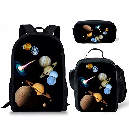 Set zaino scuola Cosmo esterno per studenti borsa termica per il pranzo 3 pezzi Galaxy Planet4 Taglia unica Zaini Daypack
