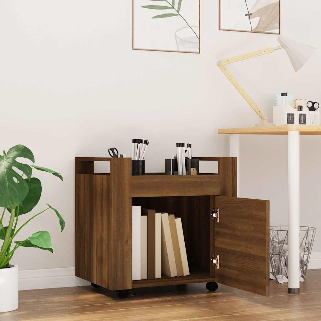 Carrello da ufficio marrone, 60 x 45 x 60 cm, in legno, con ruote