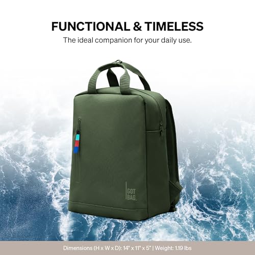 GOT BAG - Daypack Backpack, Hiking & Travel with a 13” Laptop Sleeve & Luggage Sleeve, Eco-Conscious Bag Made of Recycled Ocean Impact Plastic™ (Algae Color)3