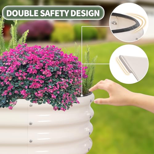 1MORE Galvanized Raised Garden Bed- Planter Garden Boxes Outdoor, Raised Beds for Gardening, 8x2x1ft Metal Garden Bed Kit for Vegetables Flower, Planter Raised Beds with Protective Tape & Tools.White by 1MORE - Image 3