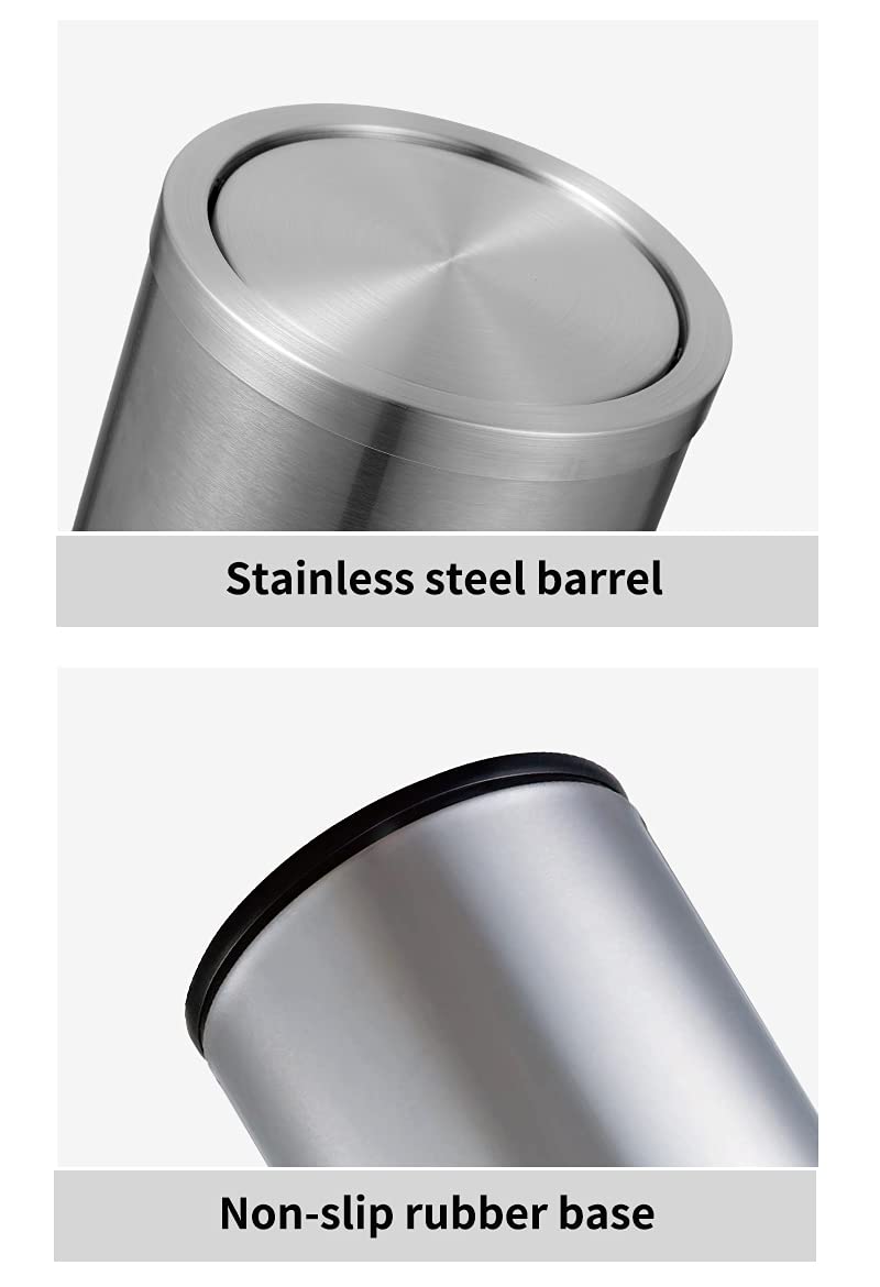 Nеw Prоduсt Stainless Steel Round Shape Trash Can Swing Lid 4gallon Fingerprint-Proof Garbage Can Wastebasket Bin for Kitchen Bathroom Living Room (Silver) Buу 1 gеt 1 Stainless Steel Round Shape Trash Can Swing Lid 4gallon Fingerprint-Proof Garbage Can Wastebasket Bin for Kitchen Bathroom Living Room (Silver)