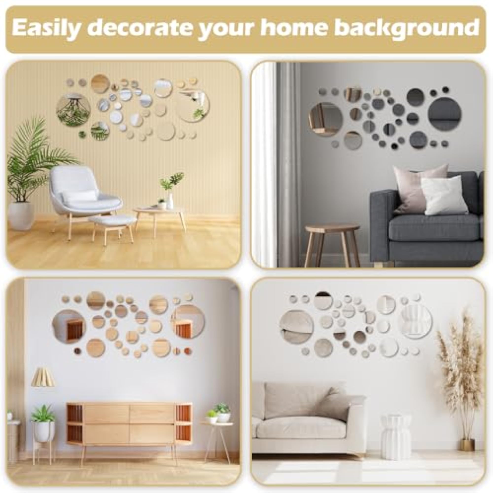 30 Pieces Real Glass Round Mirror Tiles