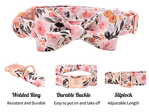 Elegantes Rosa Blumen-Hundehalsband, bequemes Hundehalsband mit Schleife, für X-Small-Welpen