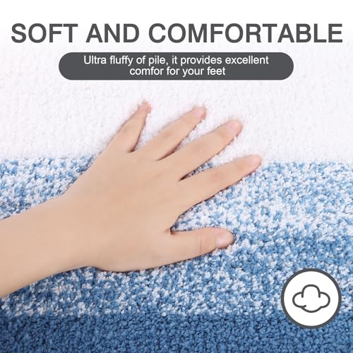 Alfombrilla de baño azul de microfibra de 60x90 cm lavable Enyhom 5