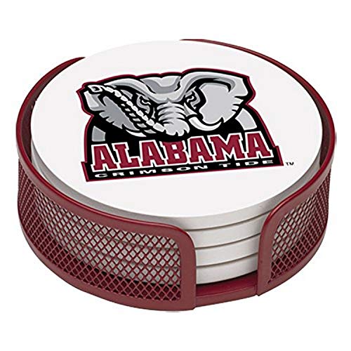 Thirstystone Stoneware Coasters & Coaster Holder Non-Slip Cork Backing Drink Absorbent & Protects Table University of Alabama Set of 4