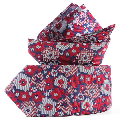 Corbata de seda con diseño tejido rojo para hombre miniatura 1