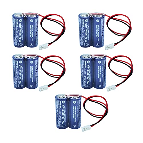 STEPMAX (5 Pack 2CR17450 CR17450 3V 2600mAh Battery Pack for Mazak Transfer Machine Detection CR17450-2WK27/ D80UB016170