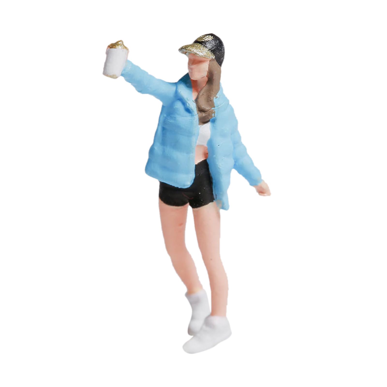 QUXVUIS 1/87 Diorama Graffiti Figure Characters Resin People Train Layout Unique and Colorful Postman Baker, girl blue