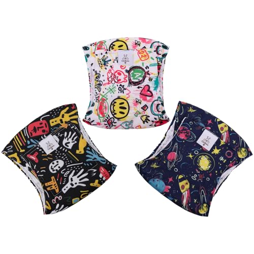 Image of CuteBone Dog Diapers Male Washable Belly Band for Male Dogs Wraps Black 3pcs a Pack DM54XS