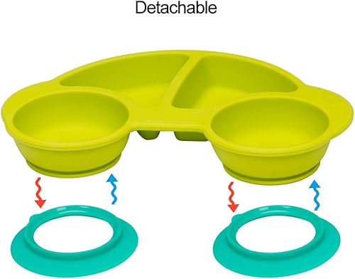 Miniatura 7 de Platos divididos de silicona para niños pequeños, platos de succión antideslizantes portátiles para niños, bebés y niños, sin bisfenol A