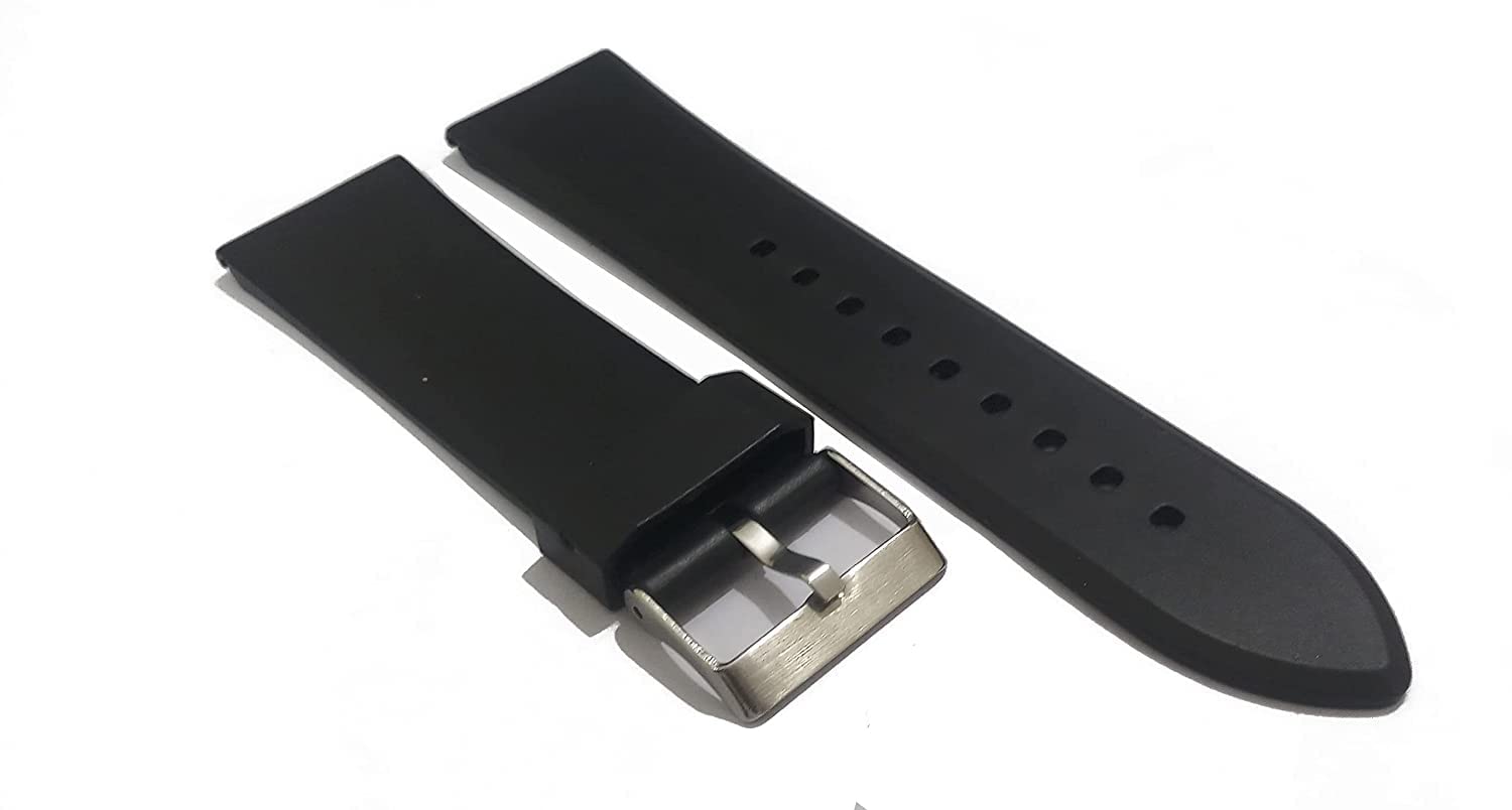 EwatchAccessories 20mm Black Polyurethane (PU) Rubber Replacement Watch Band Strap | Cofortable and Durable Material (B08DRQY3BM) Amazon Price History, Amazon Price Tracker