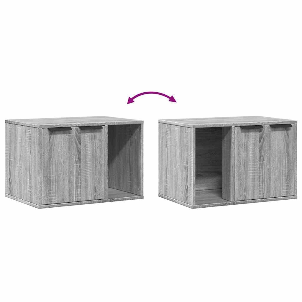 Sonoma Katzenstreu-Möbel, grau, aus technischem Holz, diskreter Schrank mit personalisierbarer Tür, multifunktionaler Beistelltisch und Aufbewahrung