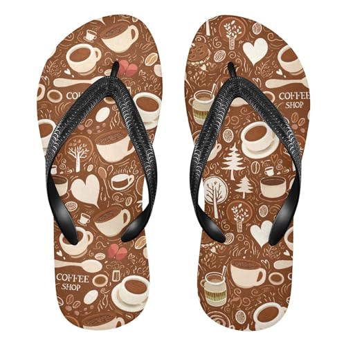 Burbuja Coffee Cups Flip Flops for Women Men, Soft Thong Sandals Rubber Slippers for Pool Beach Essentials