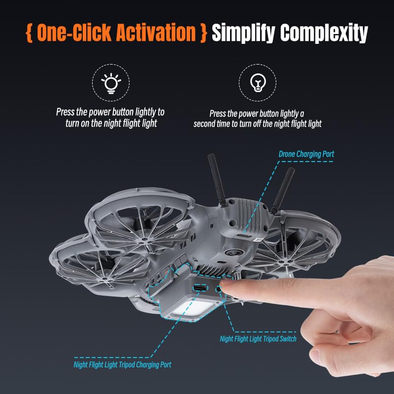 Image of Coyktonty Night Lighting Landing Gear for DJI Neo 2,Rechargeable LED Night Flying Lights, Neo2 LED Light Landing Gear 2-in-1 Kit,Increase height by 10 cm